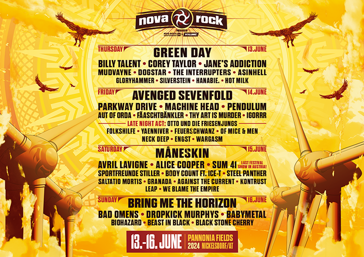 Nova Rock festival predvode Green Day, Avenged Sevenfold, Måneskin i